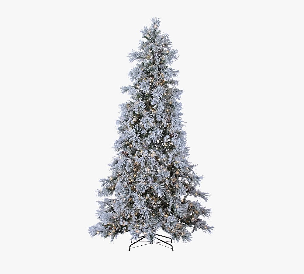 Snowbell Pine Faux Christmas Tree, Pre-Lit LED, Flocked, Flame Resistant, Indoor Use