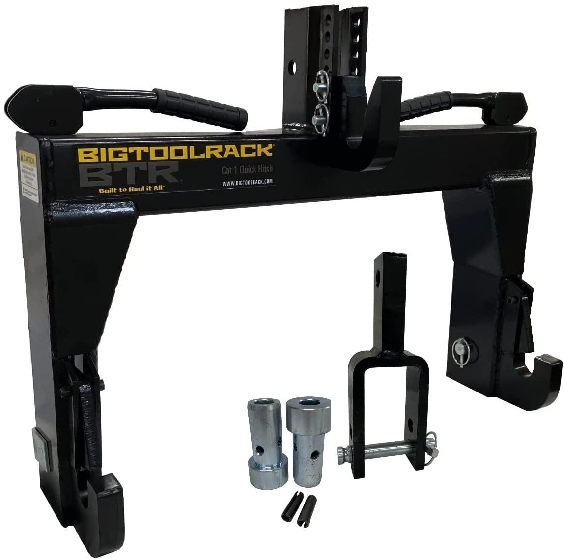 Bigtoolrack 3 Point Quick Hitch for Category 1 Implements, Adjustable Lift Arms, Includes Attaching Pins