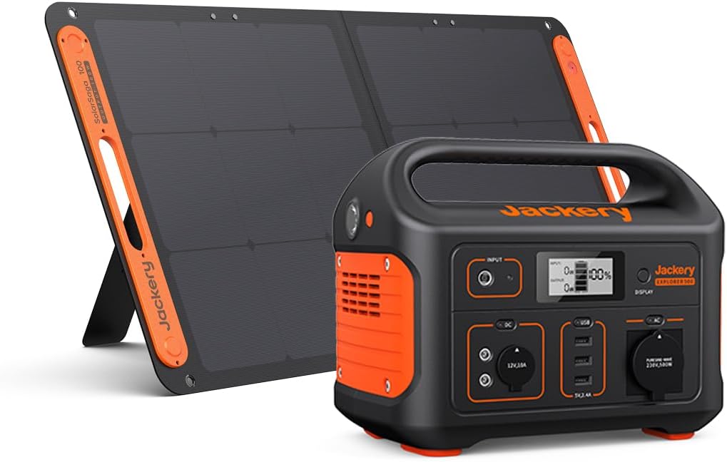 Jackery Explorer 500, 518Wh bærbar strømstation mobil lagring med 230V/500W (spids 1000W) stikkontakt USB, mobil strøm med LCD-display til fest, camping, autocamper, DIY
