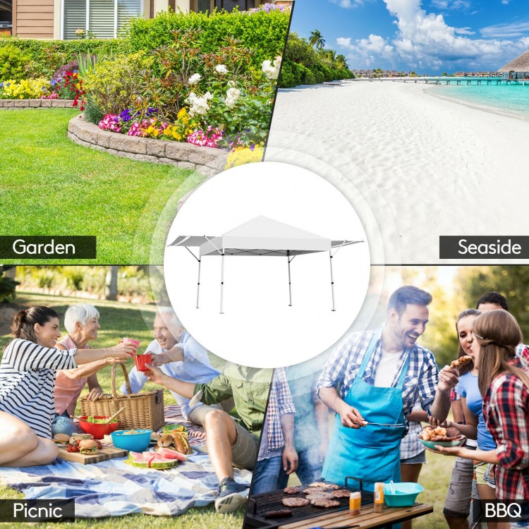 17 x 10 Feet Foldable Pop Up Canopy with Adjustable Dual Awnings