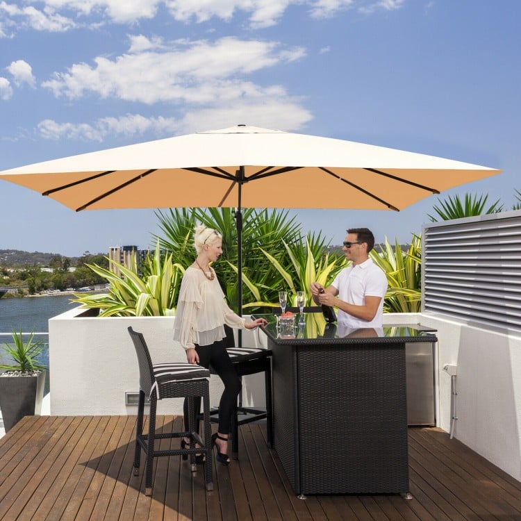 10 x13 Feet Rectangular Cantilever Umbrella with 360° Rotation Function