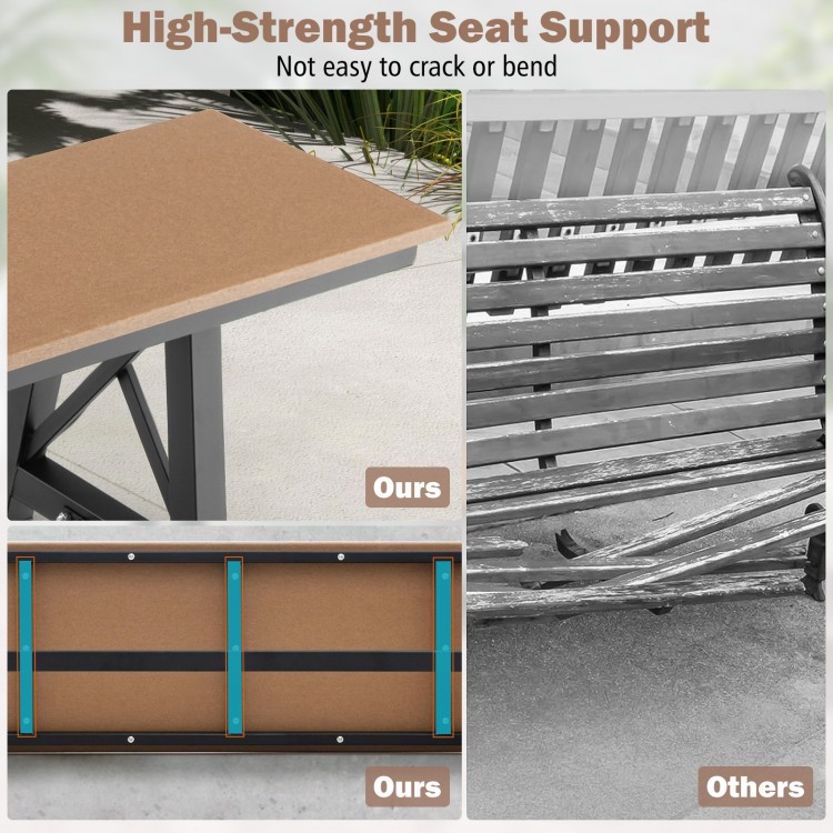 3-4 Person Outdoor HDPE Bench with Metal Frame