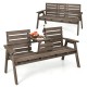 Outdoor Fir Wood Bench with Foldable Middle Table
