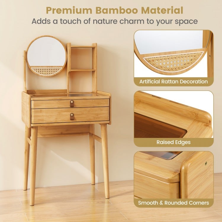 Small Vanity Desk 23.5 Inch Compact Makeup Table with Mirror