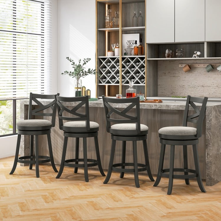 27/31 Inch Swivel Bar Stools Set of 2 with Hollow Back and Soft-padded Seat