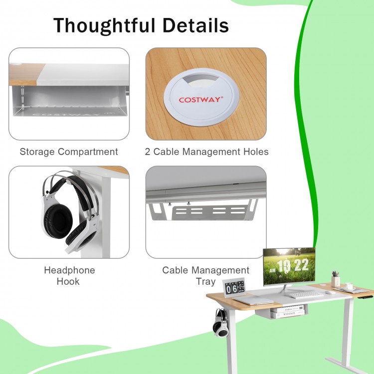 55 x 28 Inch Electric Adjustable Sit to Stand Desk with USB Port