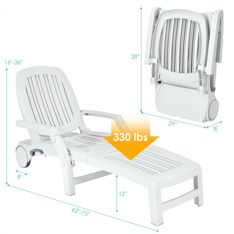 Adjustable Patio Sun Lounger with Weather Resistant Wheels