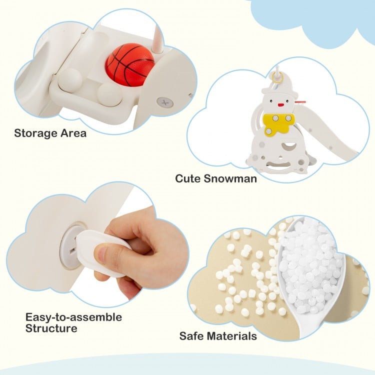 7 in 1 Toddler Slide and Swing Set with Height Adjustable Swing and Basketball Hoop