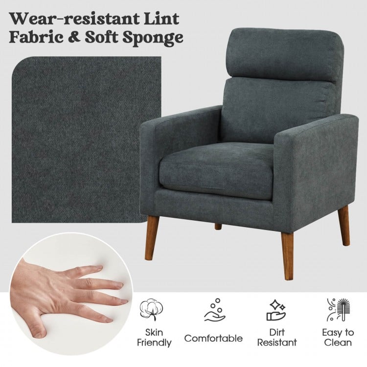 Lint Fabric Modern Accent Chair with Solid Wood Legs