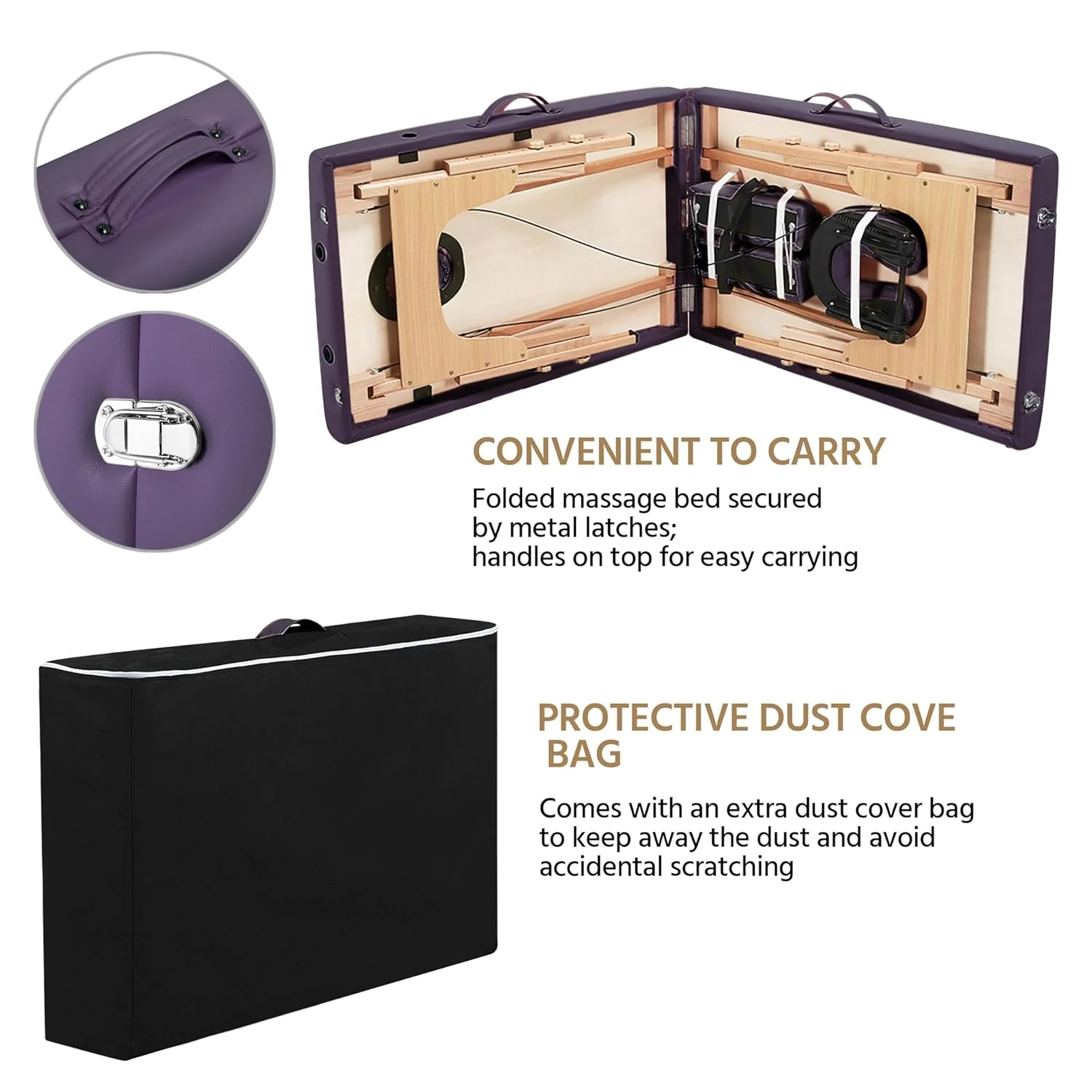 Yaheetech Massage Table Portable Lash Beds Spa Bed Massage Couch Foldable Spa Tables Adjustable 2 Fold with Non-Woven Bag 24 inch, Black