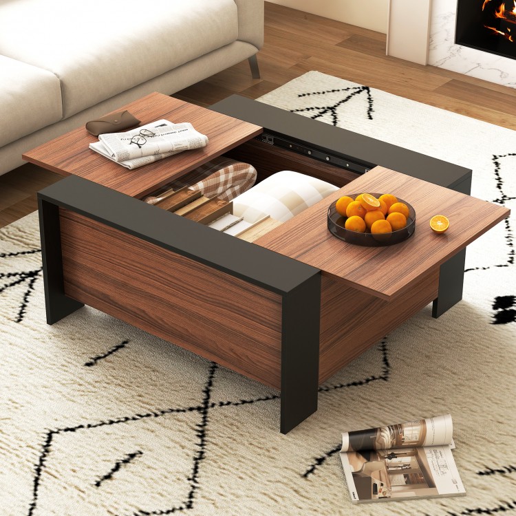 36.5 Inch Coffee Table with Sliding Top and Hidden Compartment