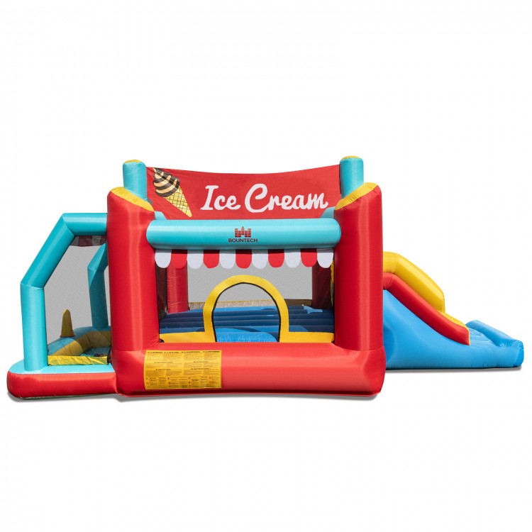 5-in-1 Ice Cream Inflatable Bounce House with Ball Pit and Slide with 520W Blower