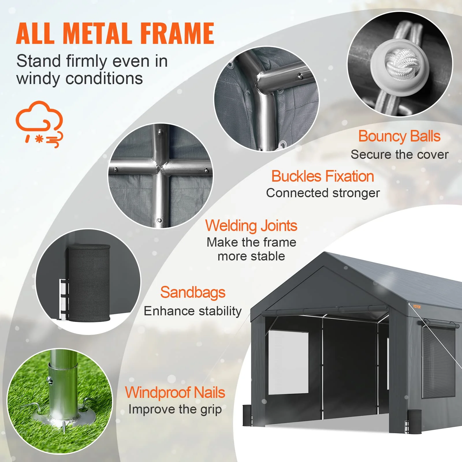 VEVOR Carport 10x20ft, Car Canopy Portable Garage