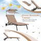 Patio Heavy-Duty Adjustable Chaise Lounge Chair with Canopy Cup holder and Wheels