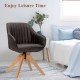 Stylish Swivel Home Office Chair with Solid Wood Legs