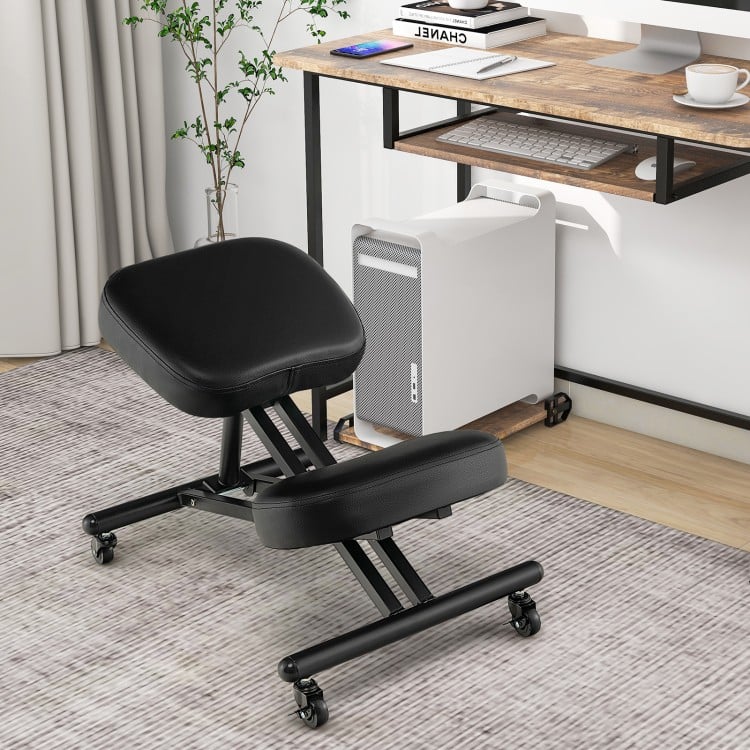 Adjustable Ergonomic Kneeling Chair with Upgraded Gas Spring Rod and Thick Foam Cushions