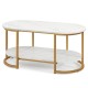 Marble Coffee Table with Open Storage Shelf