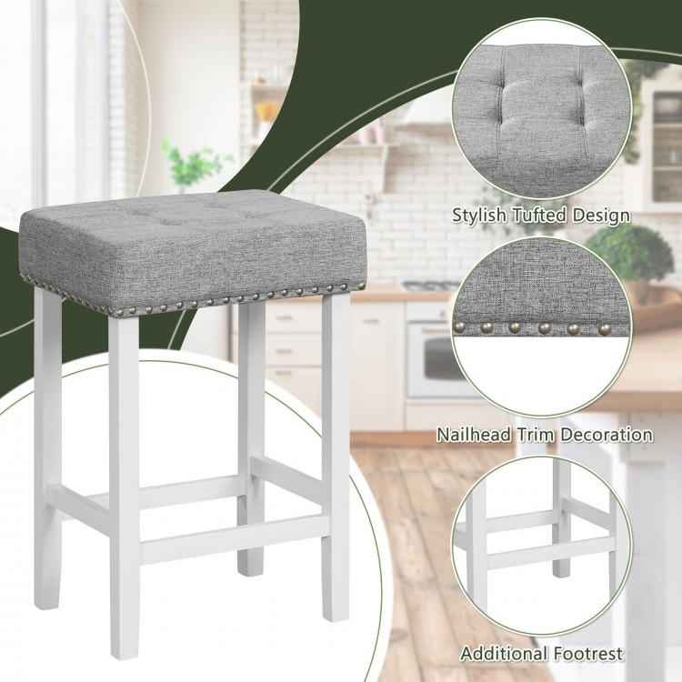 2 Pieces Counter Height Bar Stools with Sponge Padded Cushion