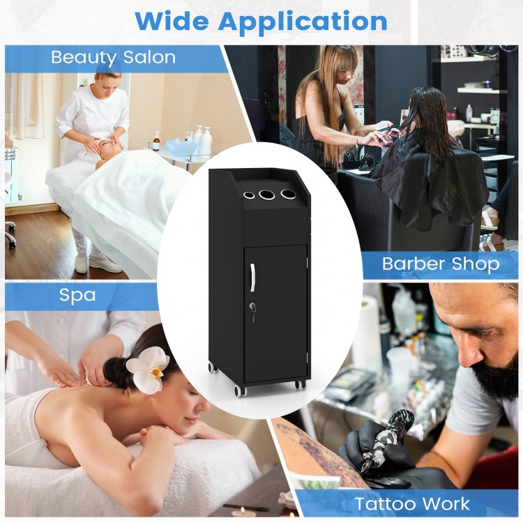 Salon Trolley Cart 360° Rolling Tool Cart Mobile Storage Station with 4 Lockable Wheels