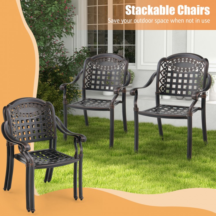 Cast Aluminum Patio Chairs Set of 2 with Armrests