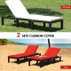 Patio Rattan Height Adjustable Lounge Chair with 2 Set of Cushion Cover