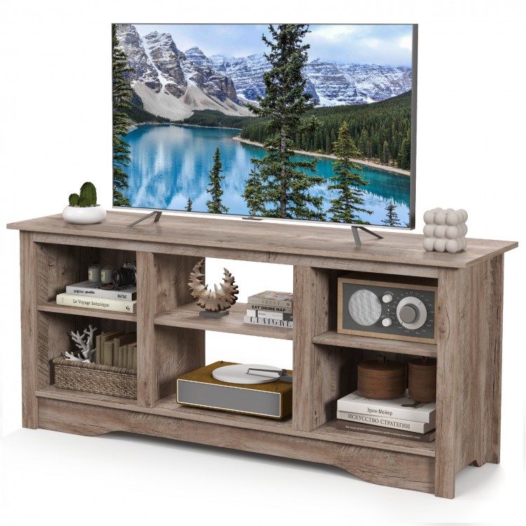 TV Stand for up to 65 Inch Flat Screen TVs with Adjustable Shelves for 18 Inch Electric Fireplace (Not Included)