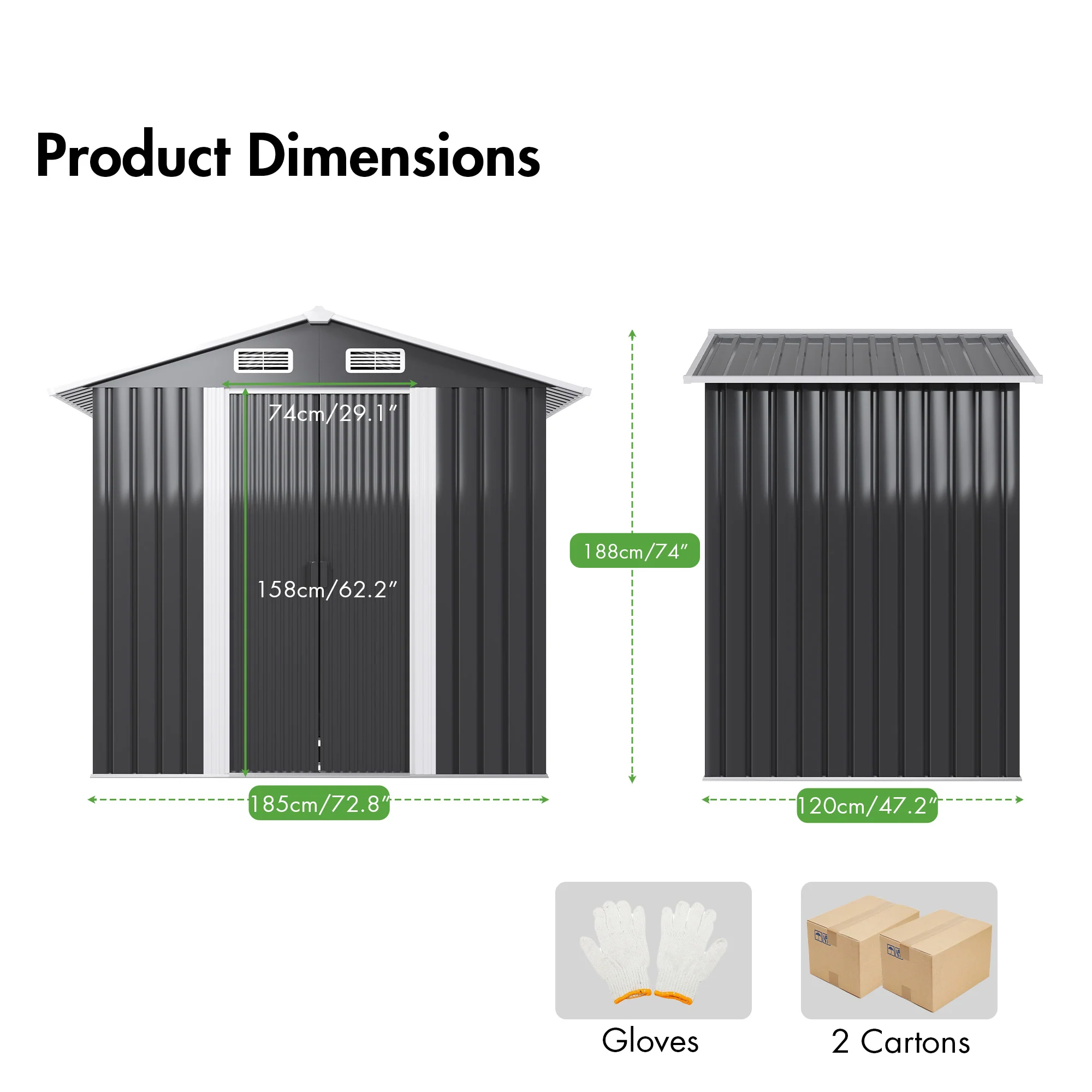 Garden Shed Outdoor Storage Shed 131x195x186cm