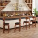 Swivel Bar Stools Set of 2 with Rubber Wood Frame and Upholstered Seat