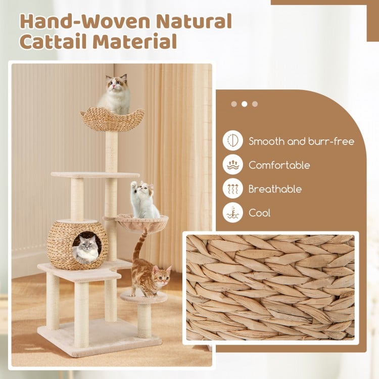 5-Layer Climbing Cat Tree with Sisal Scratching Posts and Washable Cushions