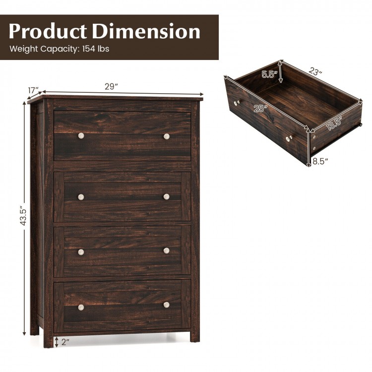 4 Drawer Dresser for Closet Hallway Living Room Nursery