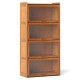 4-Tier Bamboo Bookcase with Doors for Study Room Living Room