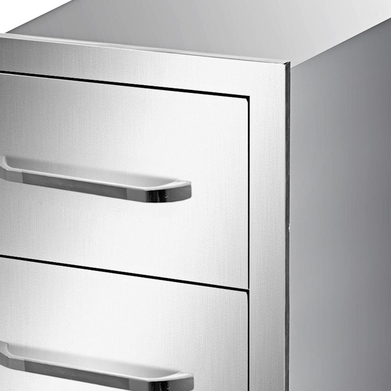 VEVOR Stainless Steel Outdoor Kitchen Drawers, 16′′x21.5′′x18′′, Triple Access BBQ Island Storage, Weatherproof & Durable