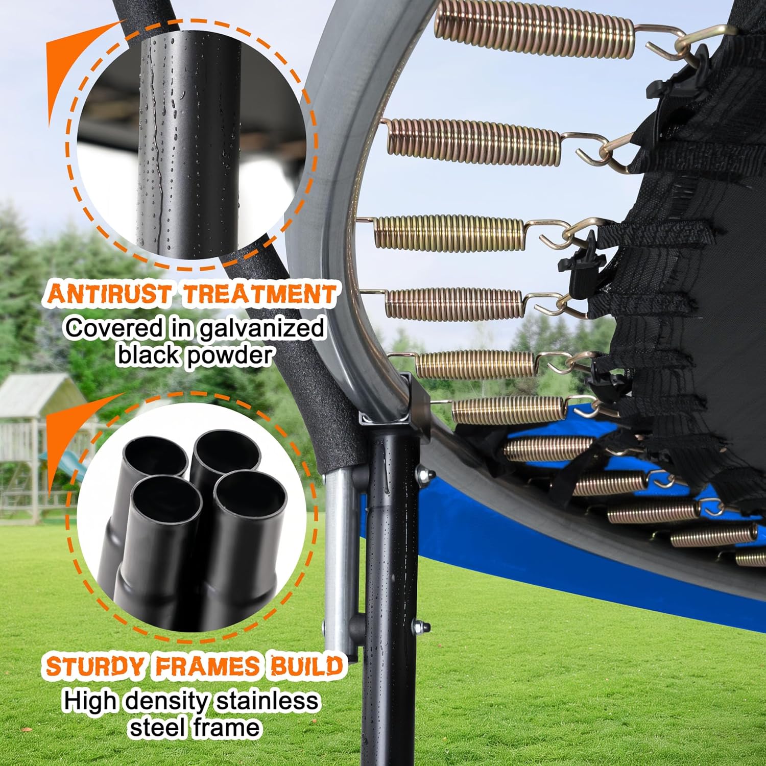 Trampoline 8FT 10FT 12FT 14FT 16FT, Recreational Trampolines with Enclosure Net and Ladder, Outdoor Anti-Rust Trampolines for Kids and Adults, ASTM Approved