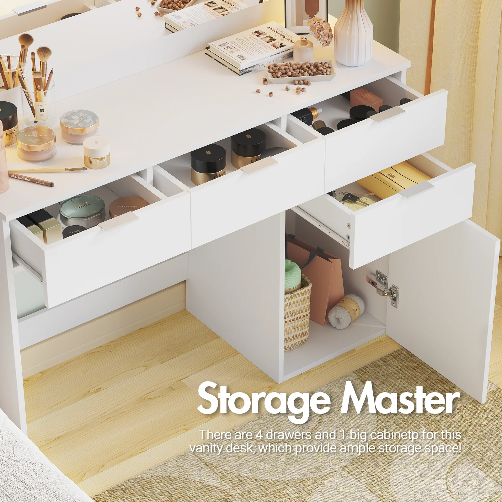 Dressing Table Stool Set 12 LED Bulbs