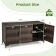 84 Gallon Patio Wicker Deck Box 3-Door PE Rattan Storage Container with Removable Shelves