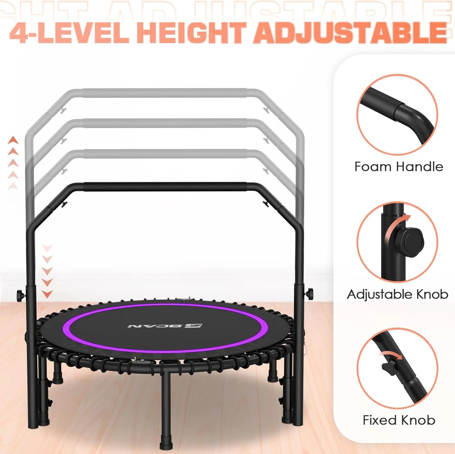 BCAN 450/550 LBS Foldable Mini Trampoline, 40