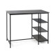 Industrial Dining Bar Pub Table with Metal Frame and Storage Shelves