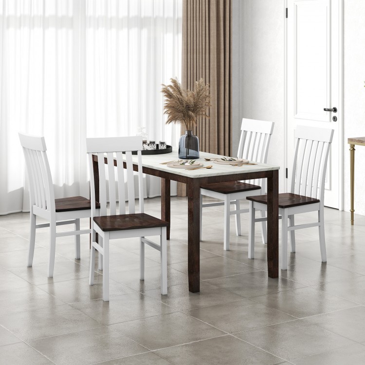Set of 2 Kitchen Armless Dining Chairs with Slatted High Backrests