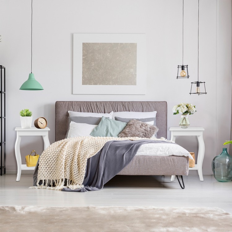 Set of 2 Side Table Night Stand with Shelf