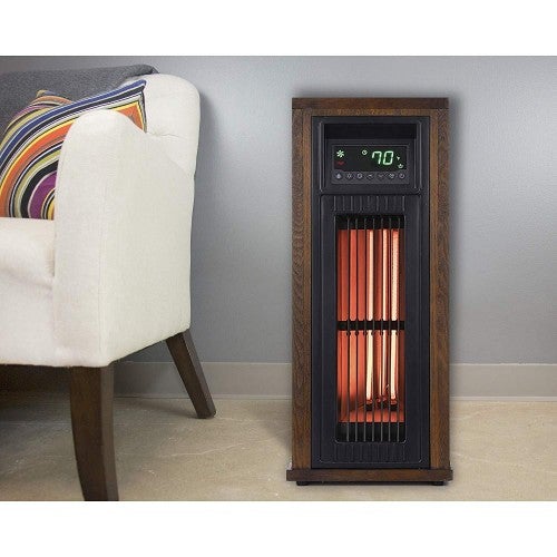 Lifesmart HT1216 23′′ 1500W Infrared Tower Space Heater with Thermostat & Remote Control, Eco-Friendly Mode for Large Rooms