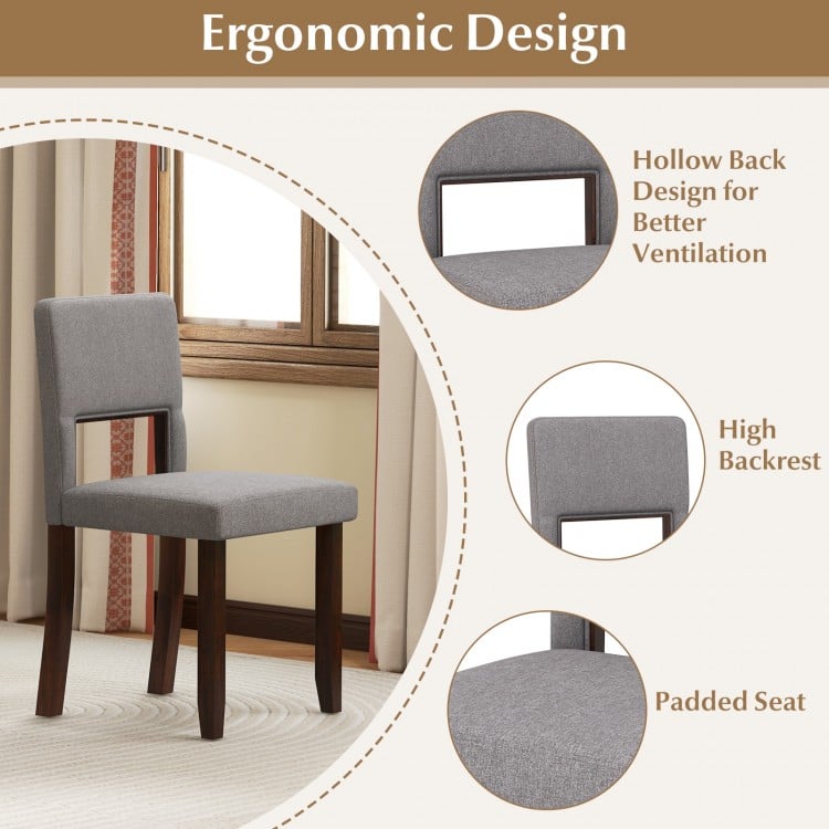 Set of 2 Wooden Dining Chair with Acacia Wood Frame Padded Seat and Back