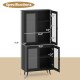 70.5 inch Tall Kitchen Pantry Cabinet Cupboard with 4 Transparent Doors
