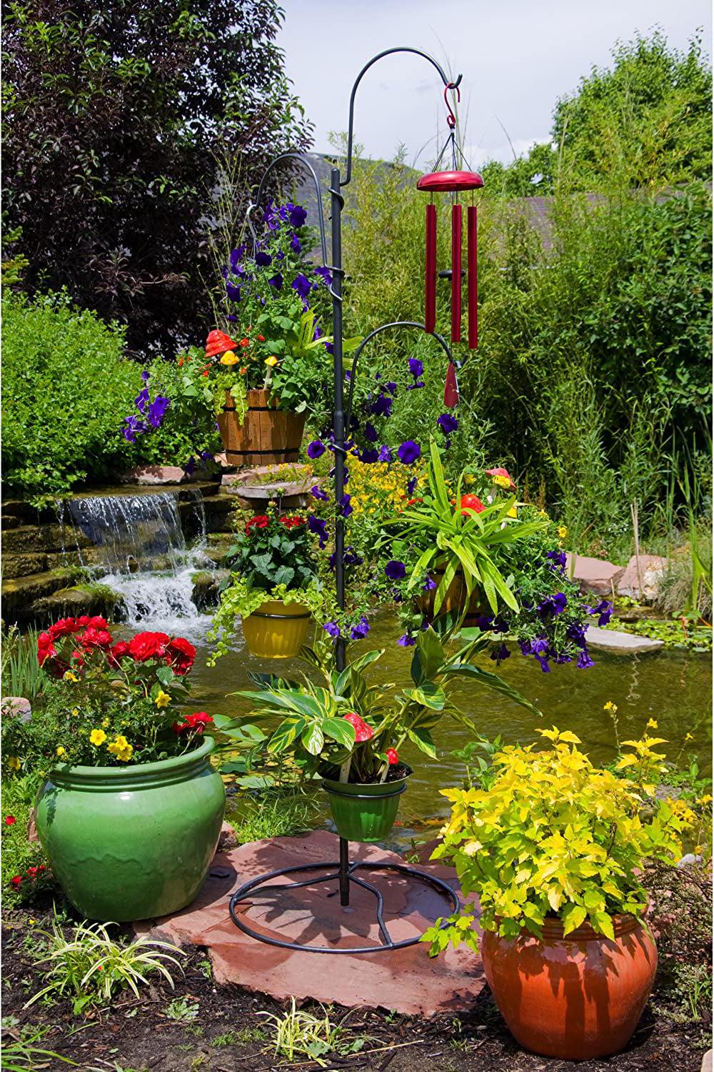 Yard Butler YT-5 Steel Hanging Garden System with Adjustable Hooks and Balcony Base