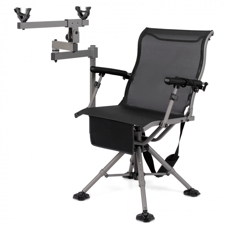 360° Swivel Portable Hunting Chair with Adjustable Legs and Armrests
