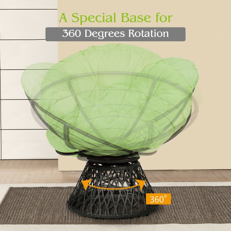 Rattan Papasan Chair Ergonomic 360-degree Swivel Soft Cushion Garden