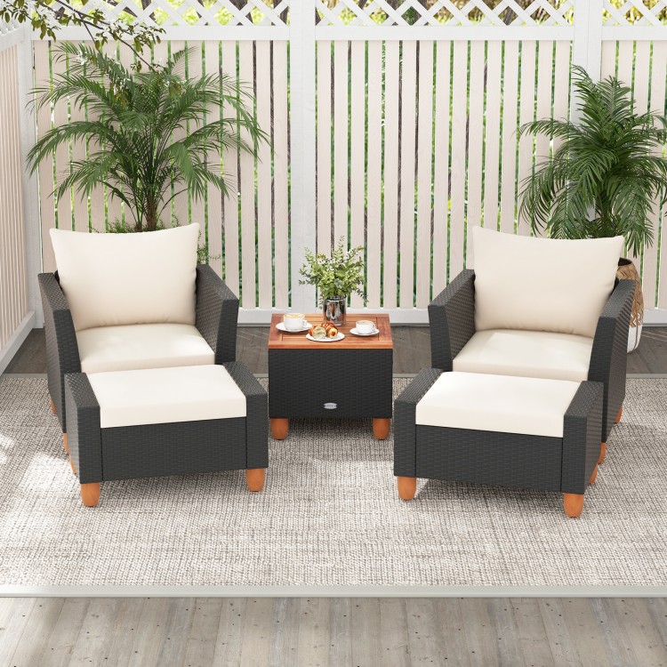 5 Pieces Patio Furniture Set with Loveseat and Armchairs for Porch
