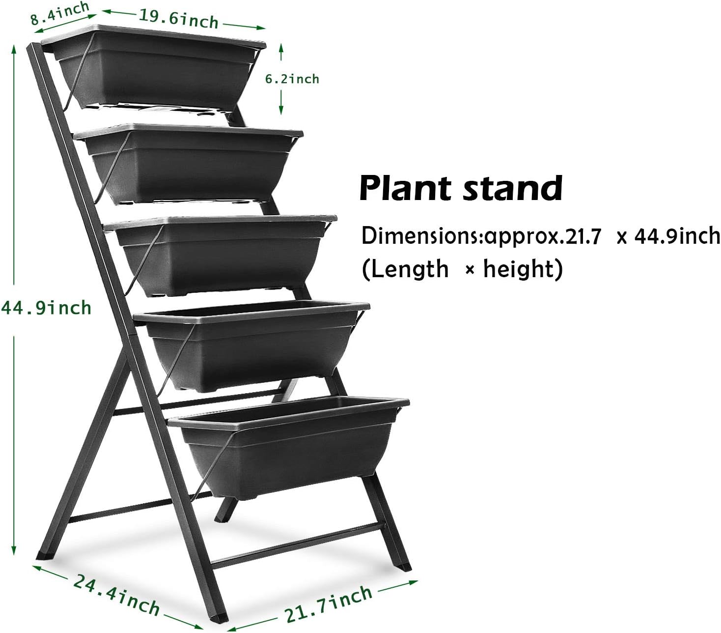 FOYUEE Vertical Herb Garden Planter, 5-Tier Freestanding Raised Bed, Indoor/Outdoor, Modern Design, with Drainage, Alloy Steel
