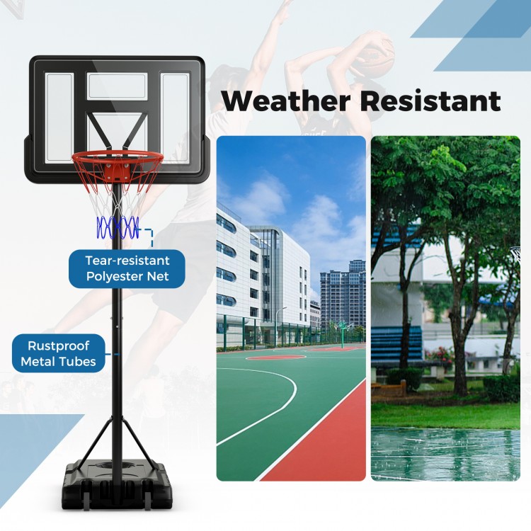 4.4-10 Feet Portable Basketball Hoop Adjustable with 2 Wheels and Fillable Base