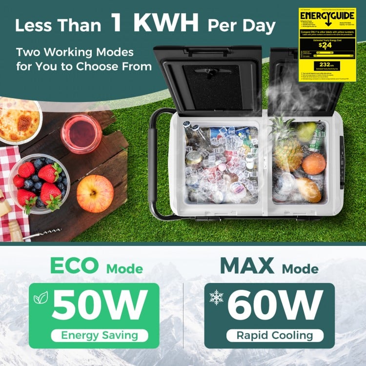 Dual Zone 12V 42QT Car Refrigerator with Wheels