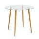 Round Glass Dining Table Leisure Coffee Table with Metal Legs